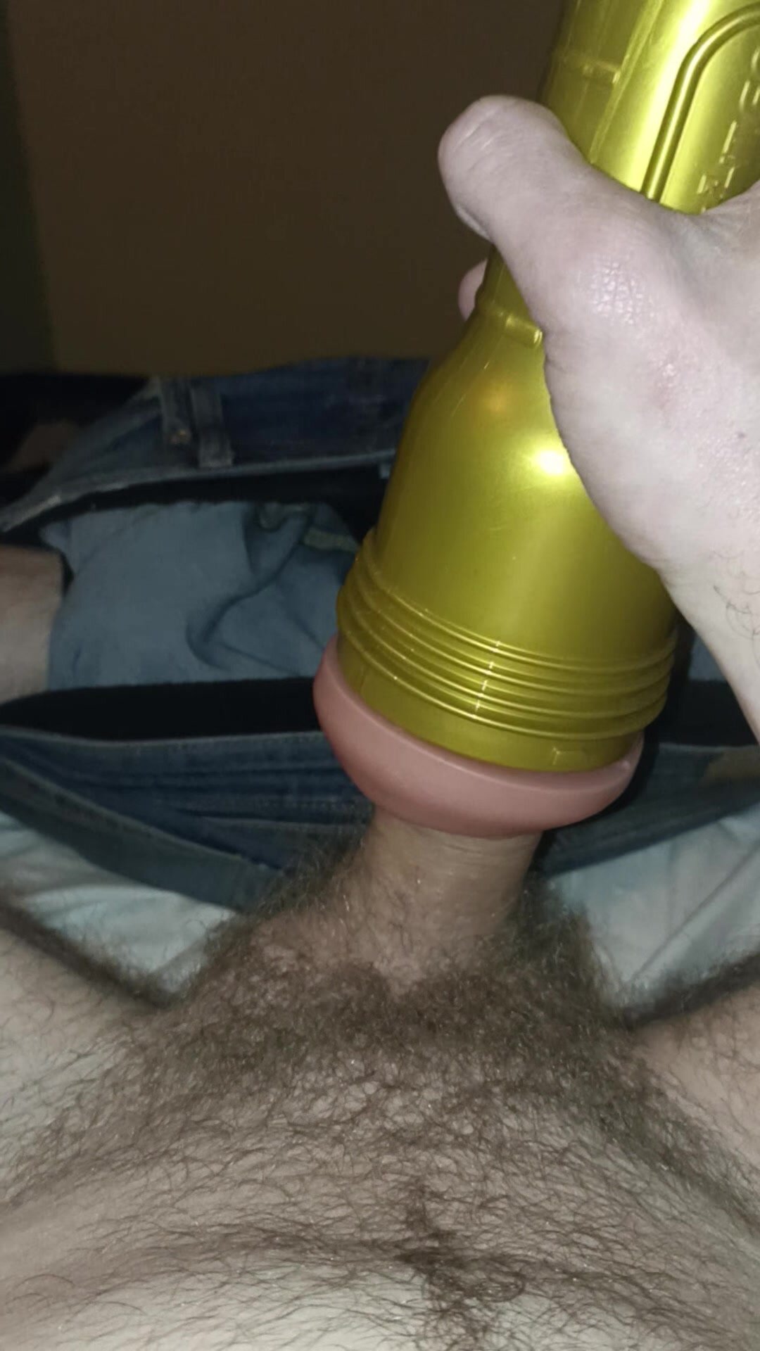 Cumming into fleshlight and letting it drip out