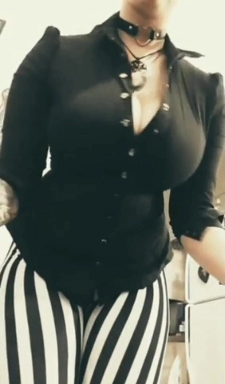 Goth tits burst button shirt