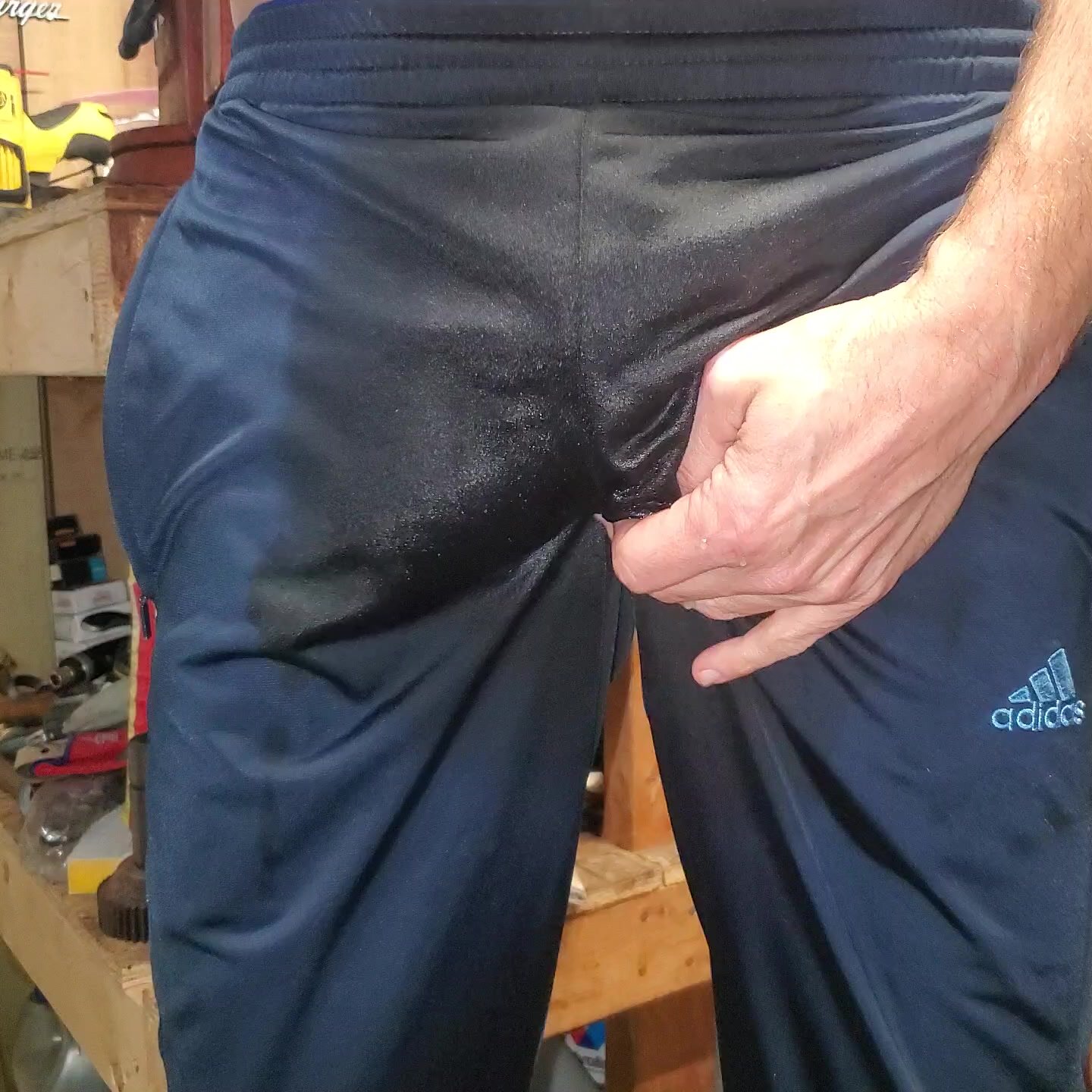 Pissing in adidas trackies