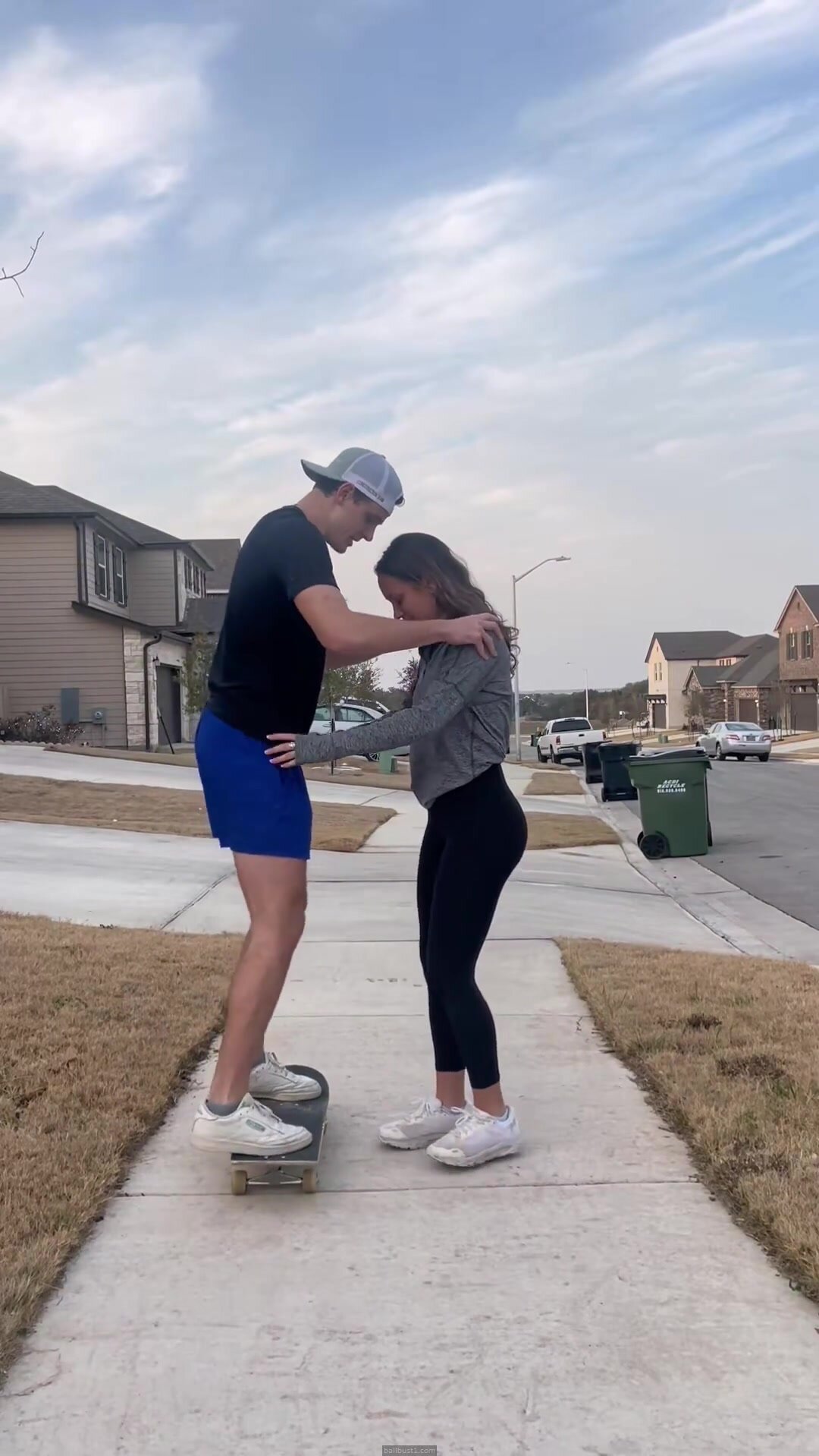Girl Kicks Her Tall Hot Boyfriend in His Nuts