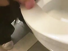 Big Tits Slut licks a public toilet