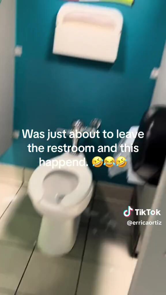 Girl explodes in public bathroom