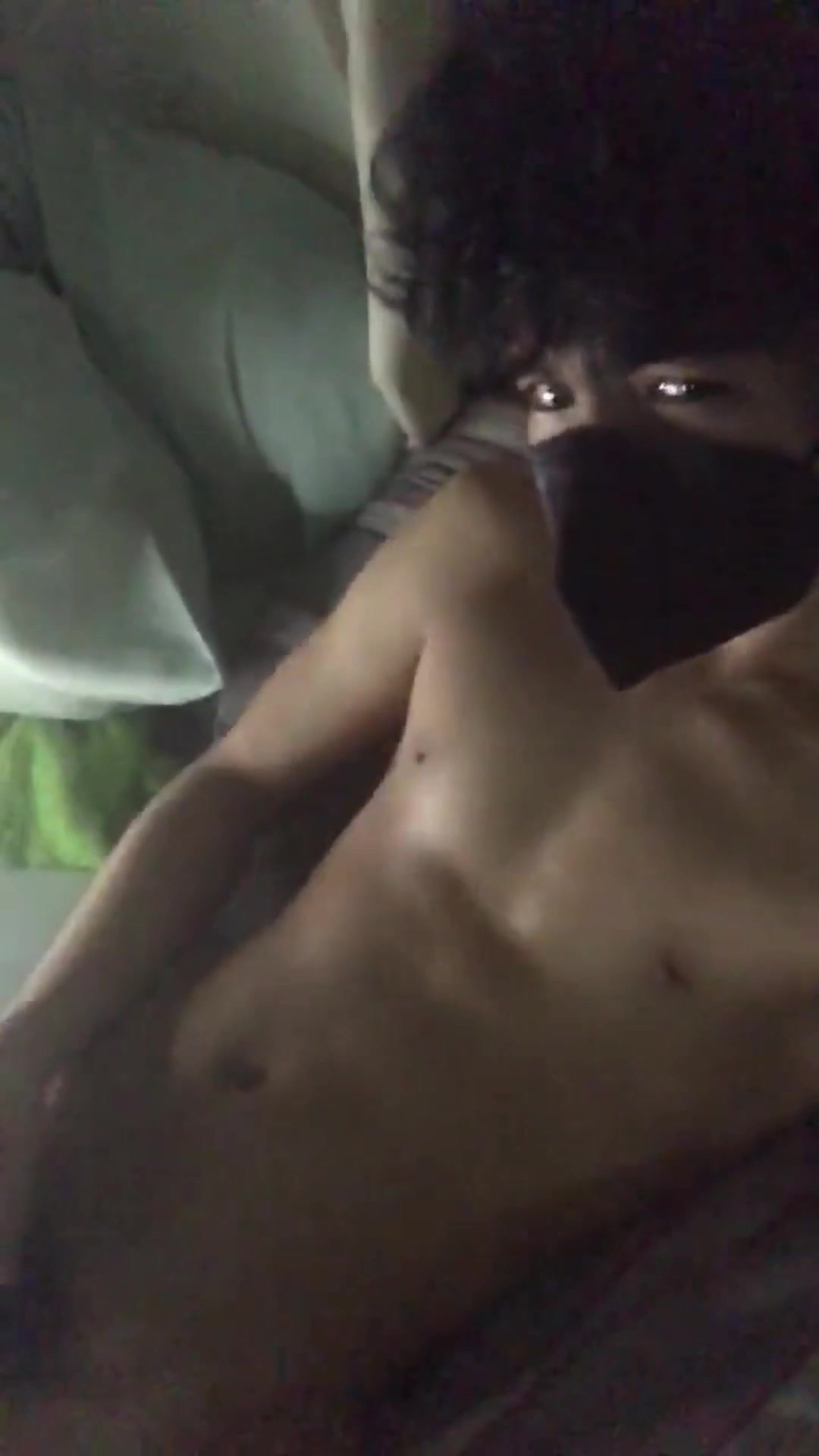 Skinny twink jerking off and cumming on his face