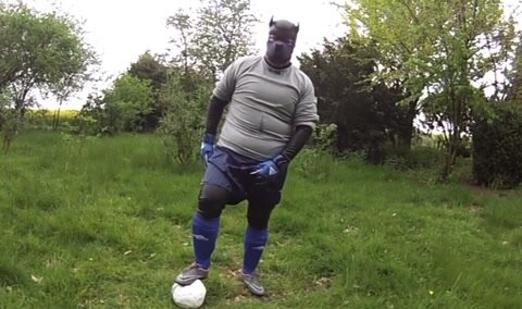 Blue Soccer Pup Jerking and Cum