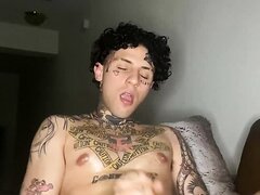 great tattoed boy stroke and cum
