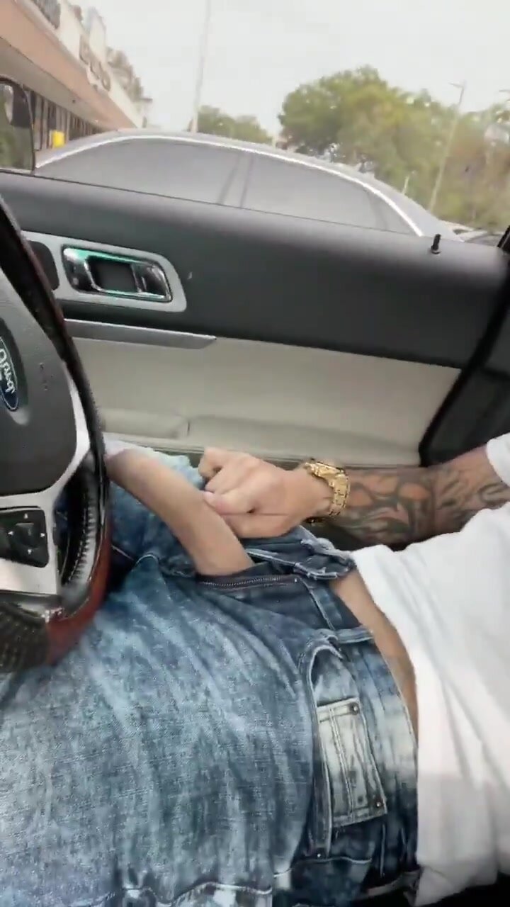boy in his car showing off his big cock