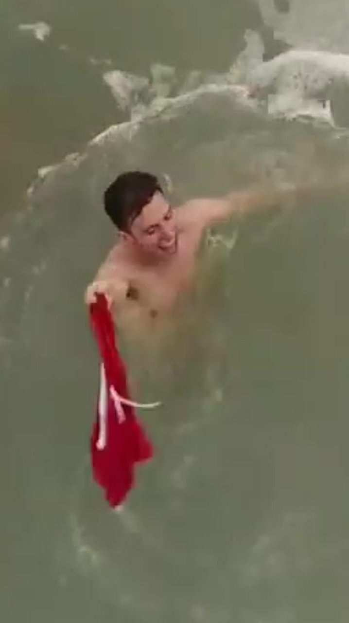 Youtuber Skinny Dips in LA Sea