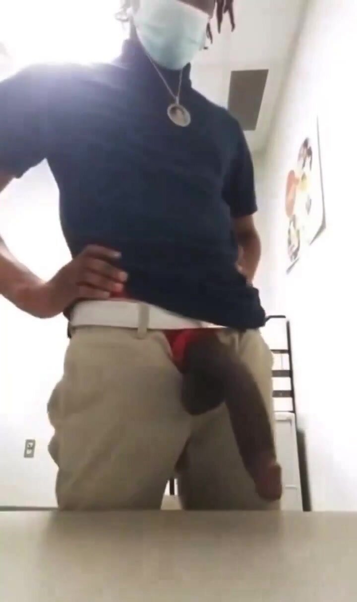 black dude flashes his floppy monster cock