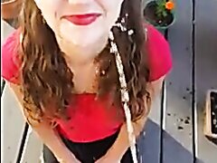 Brunette Gets Pissed on & Facialized On The Deck