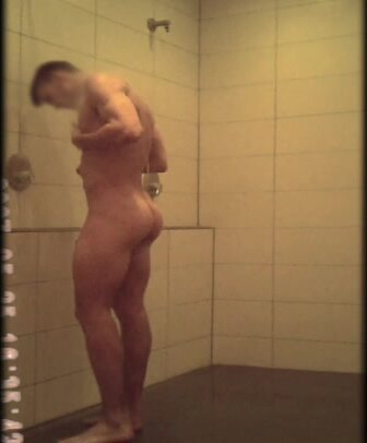 Hot bro in gym shower