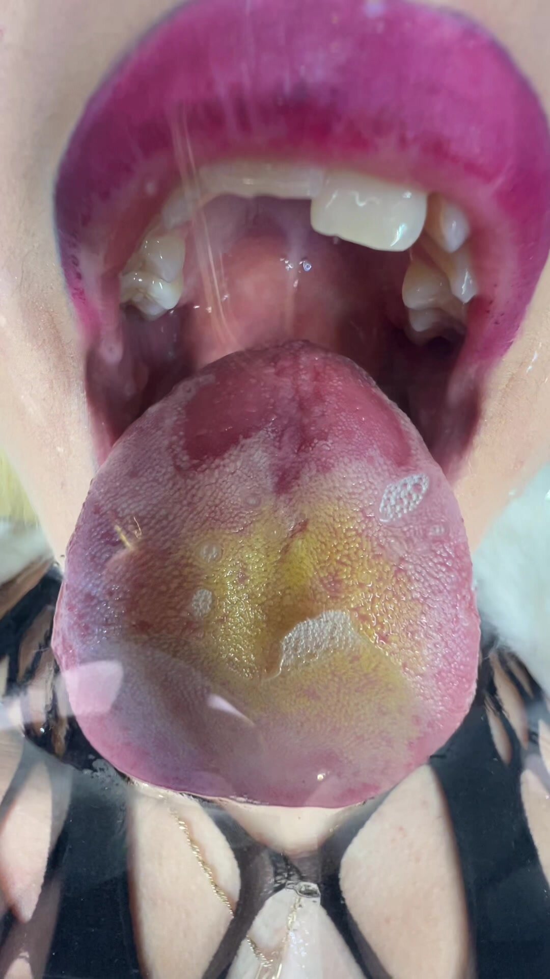 Wet big tongue licking face POV