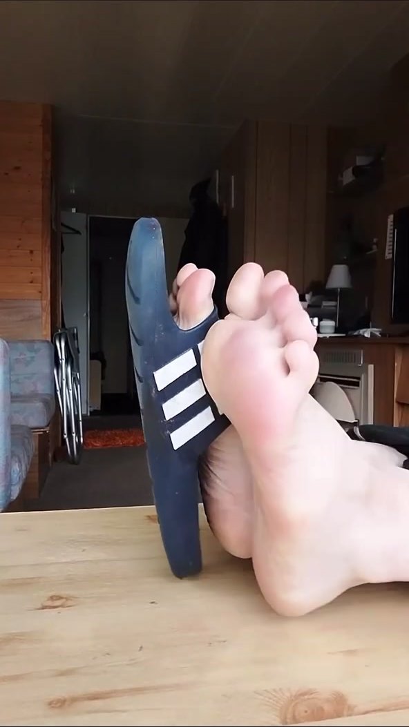 Straight married daddy shows off hot feet in slippers