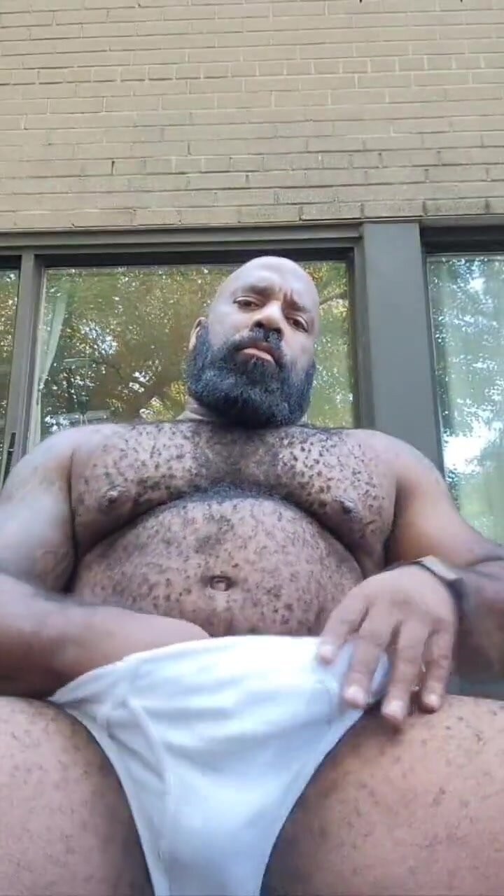 Black daddy cums and smiles