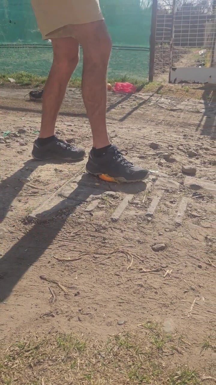 Uncle Crushing Oranges Under his Sneakers