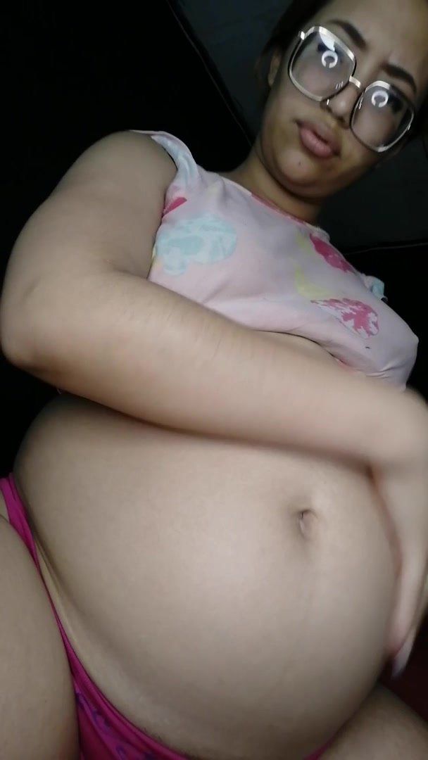 A huge view of giant belly, latina girl