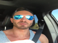 Hot straight guy showing his dick in a car