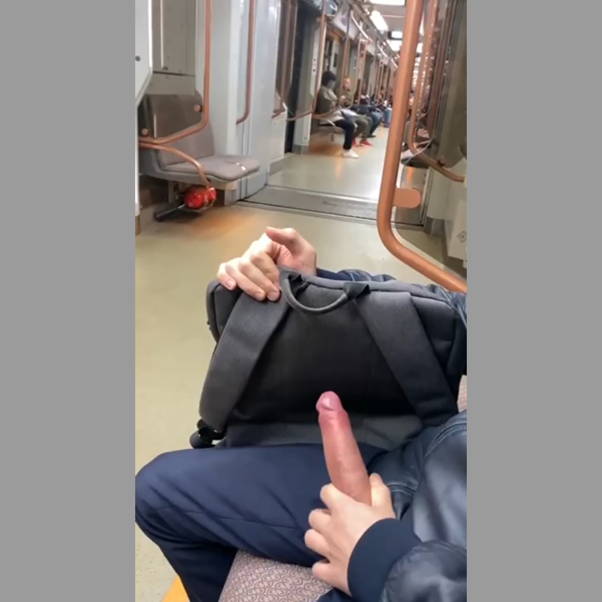 Cock out on Subway (Coming Back Home Horny from Work)
