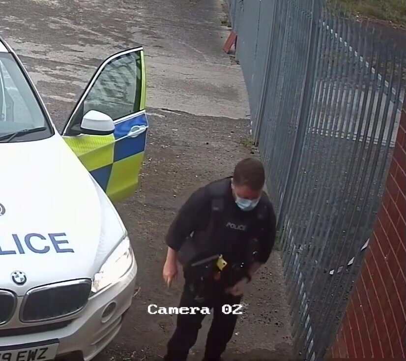 British police officer pissing