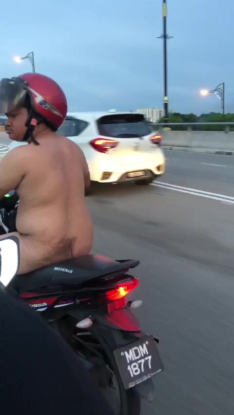 Extreme Hot Weather - Nude Motorcyclist