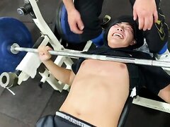asian bodybuilder friend peeks in shorts