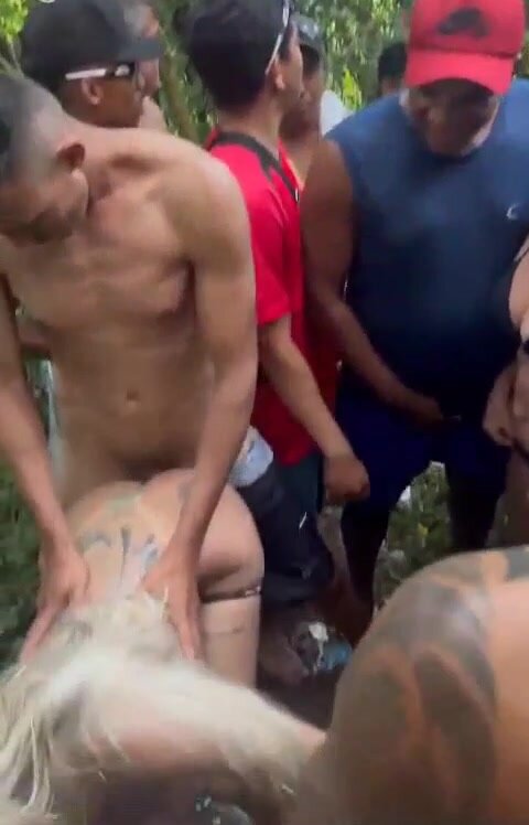 Brazilian gang bang: men take turns pounding a slut