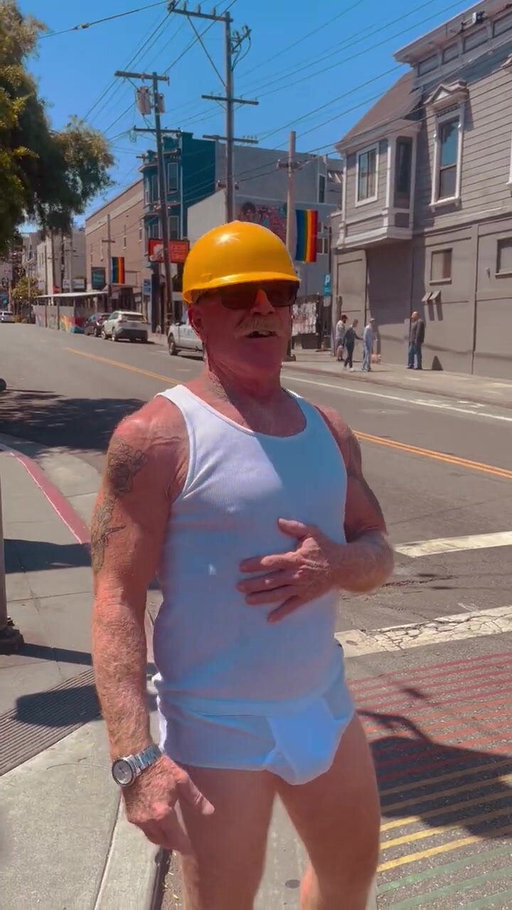 Grandpa Walks Down the Street in Underwear