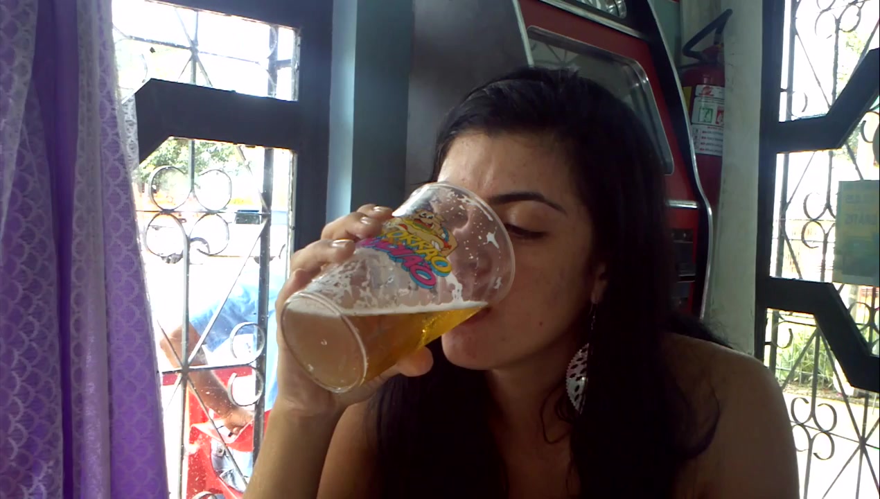 brazilian girl doing the beer challenge