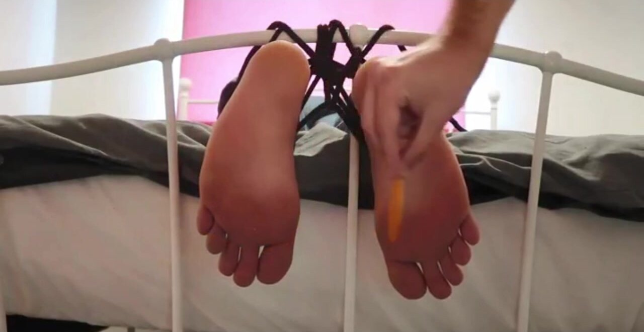 Tickling Feet Tied to Bed.