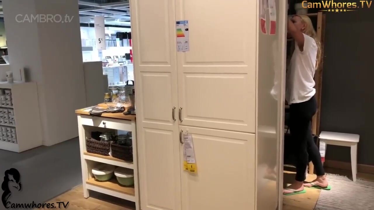 Girl masturbates in Ikea and gets naked