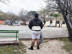 Diaper Cuck Alexis Moreno shows diaper at the park