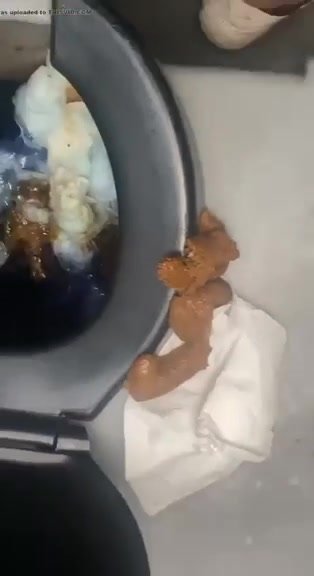 nasty girl misses the toilet bowl while taking a shit !