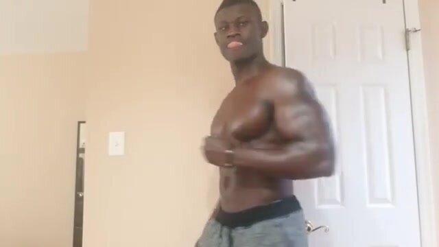 Black muscle posing