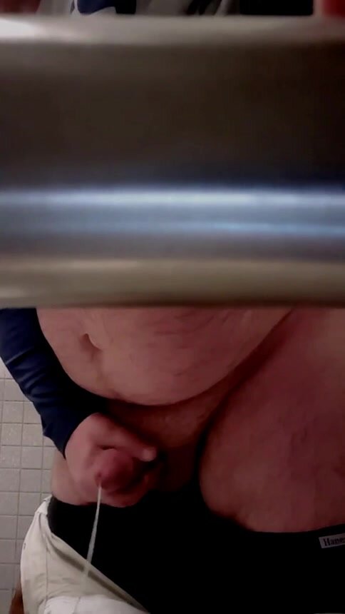 mature thick cock daddy caught cumming in public toilet