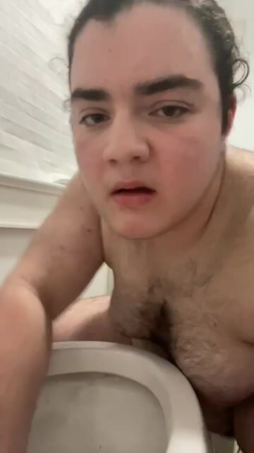 Fat ugly FTM pig drinks toilet water