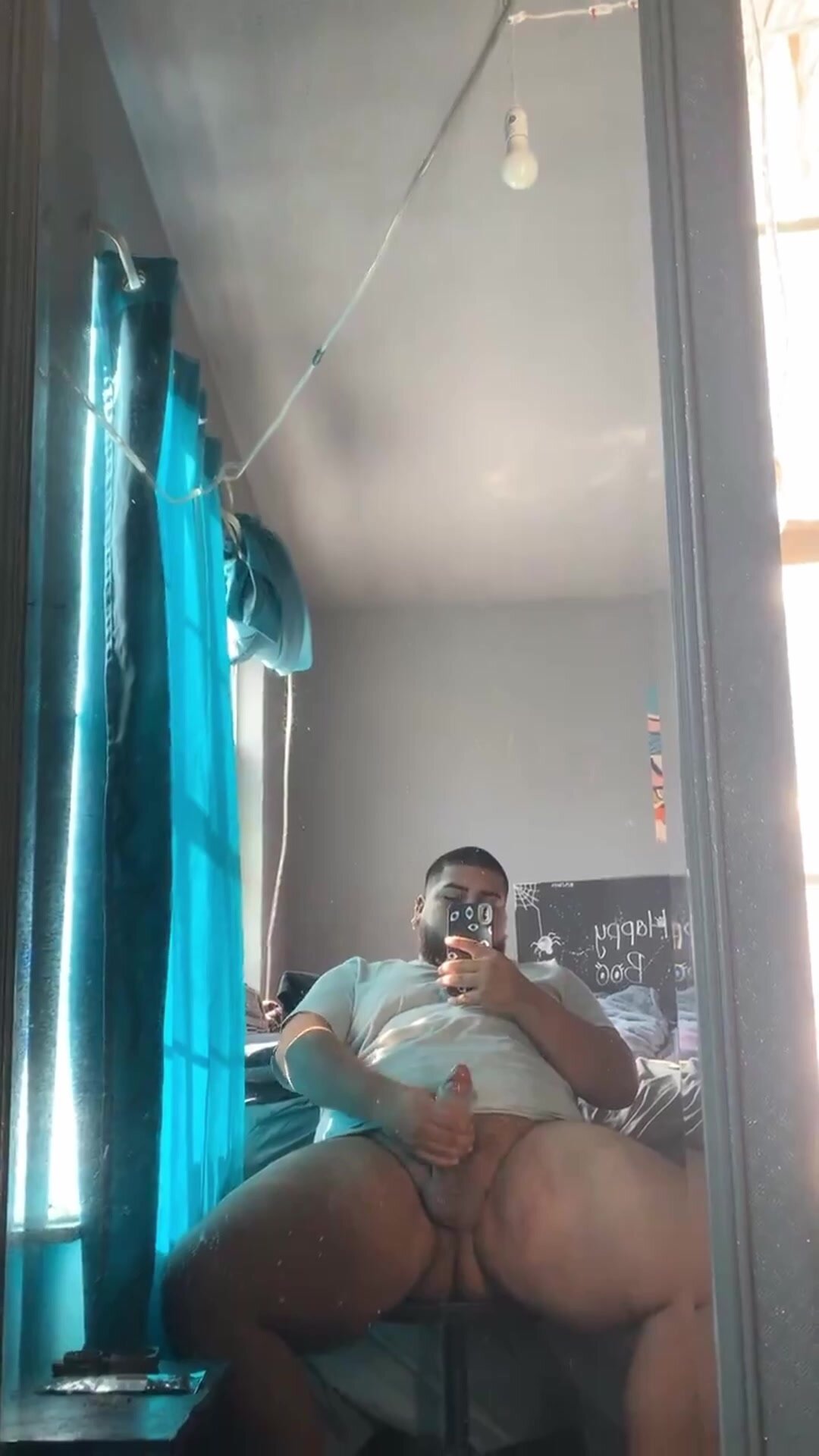 Chubby Guy Jerking His Fat Cock