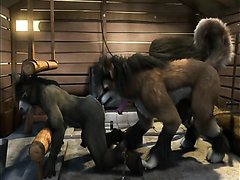 WOLF & DONKEY STABLE FUCK (3D)