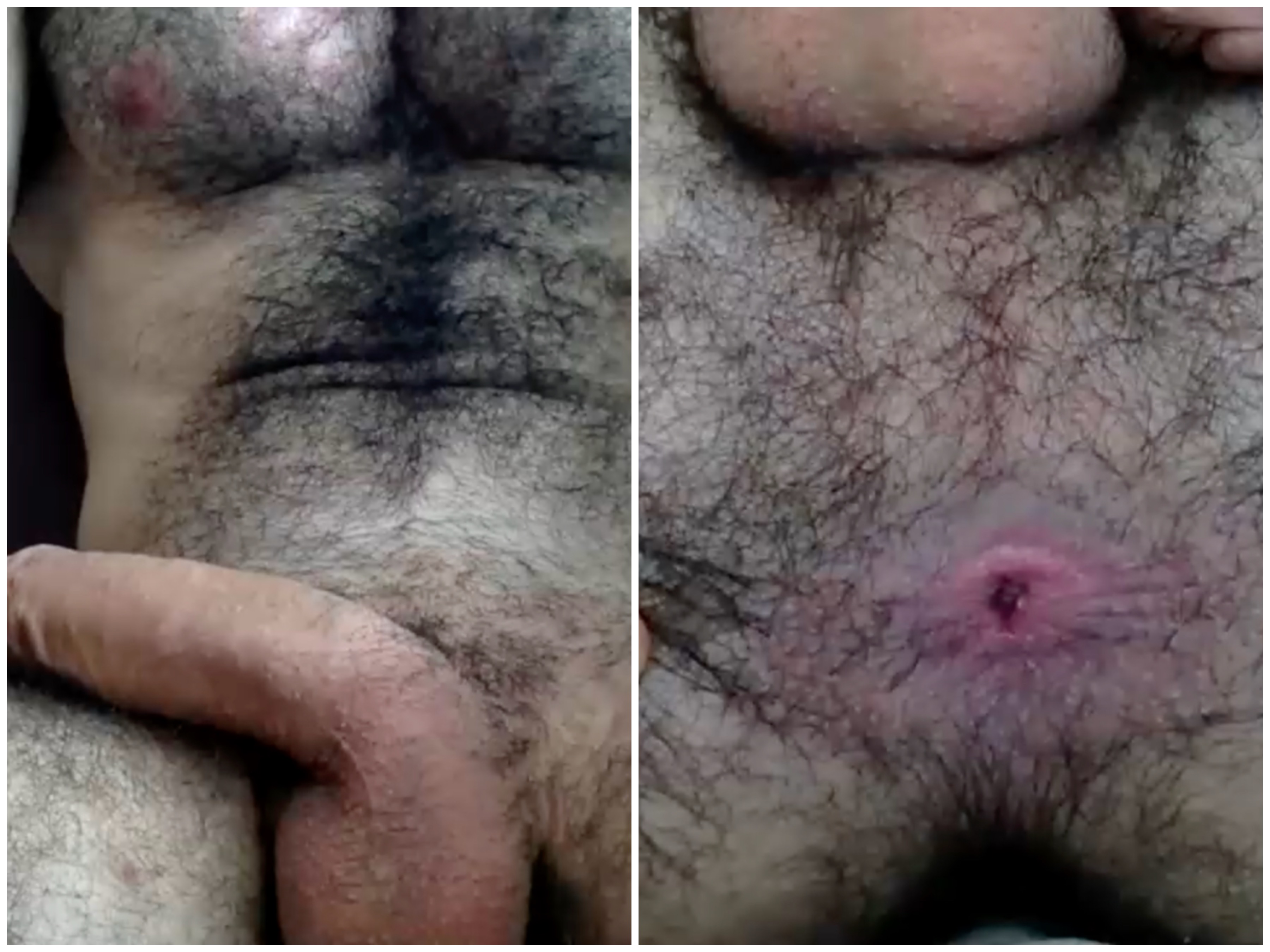 Hairy guy rubs & sniffs his asshole