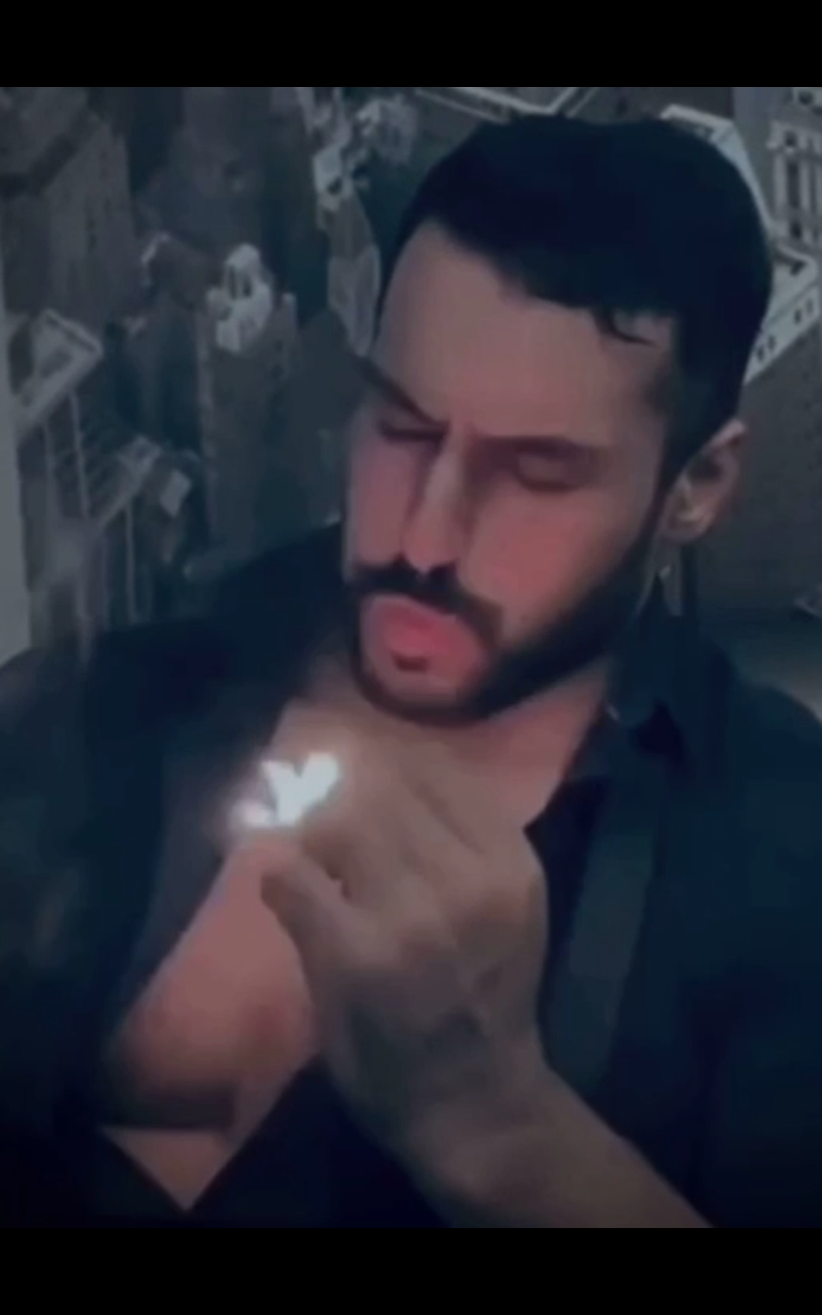 Handsome Bodybuilder Lights His Cigar [NO SOUND]