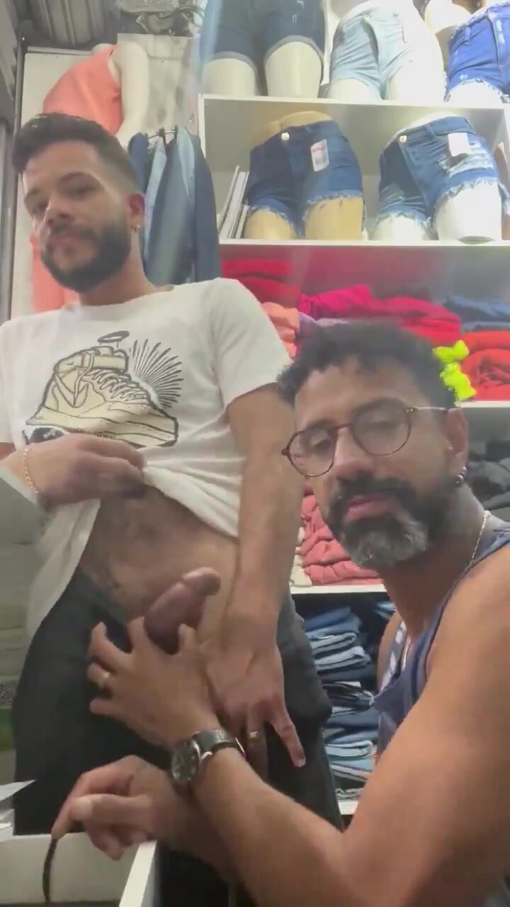 Sucking his buddy's hot cock in public