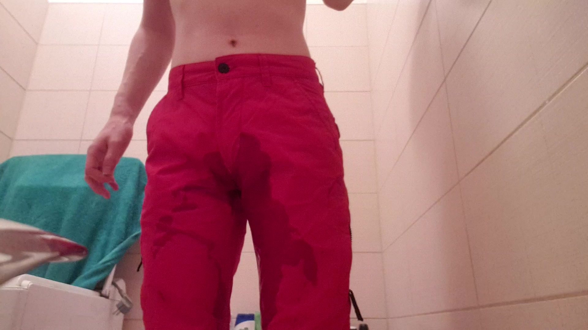 Wetting red pants and marvel undies