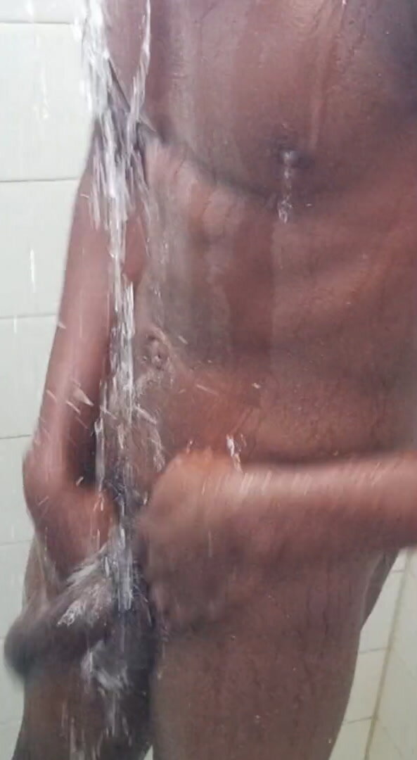 hung friend showering