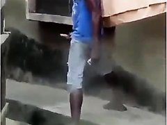 African man caught cumming outside