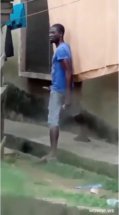 African man caught cumming outside