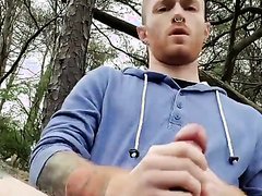 GINGER BOY CUMMING IN THE PARK
