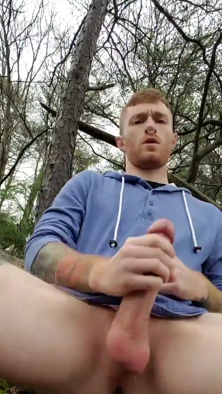GINGER BOY CUMMING IN THE PARK