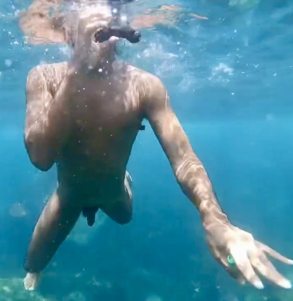 Naked snorkeling