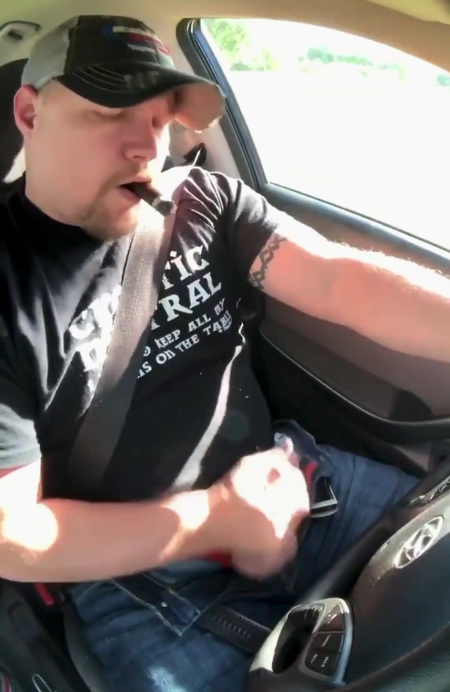 Sexy Cigar Smoking Bear Wank & Cum In Car Hot