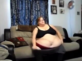 White Ssbbw showing off huge belly