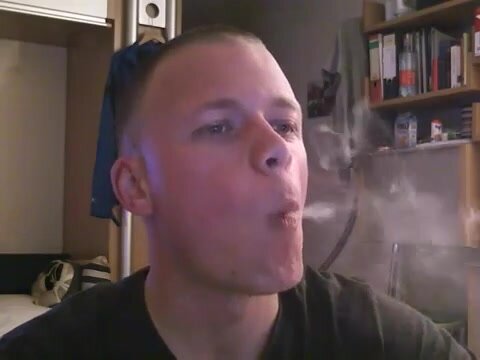 German Guy smokes, Chain, handsome smoker, leather