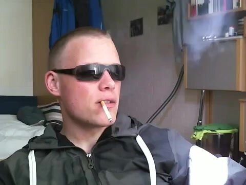 German Guy Smoking, sunglasses, smoker hard